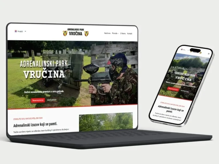 Web stranica za adrenalinski park Vručina